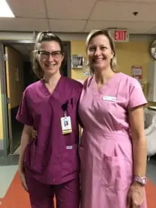 Alana and her Preceptor at the hospital. Her instructor encouraged her to learn as many skills as possible.